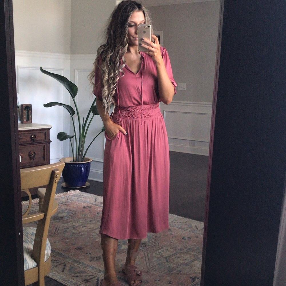 Anthropologie Silk Satin Midi Dress